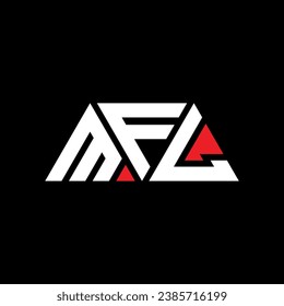 MFL triangle letter logo design with triangle shape. MFL triangle logo design monogram. MFL triangle vector logo template with red color. MFL triangular logo Simple, Elegant, and Luxurious design.