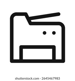 Ícone MFP UI, impressora de escritório multifuncional e símbolo vetorial de interface de usuário de linha simples de copiadora