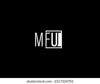 Logo y diseño gráfico de MFU, arte vectorial moderno y elegante e iconos aislados en fondo negro