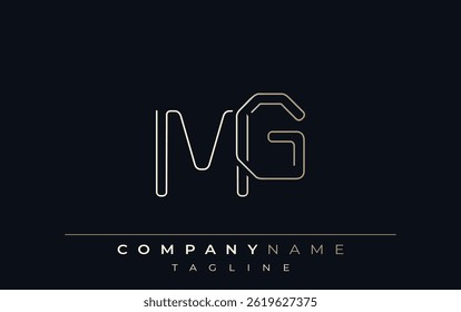MG Abstract Line Style Logo. Minimalist Design Featuring the Letters M and G Abstract Line Style