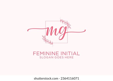 MG beauty monogram and elegant logo design handwriting logo of initial signature, wedding, fashion, floral and botanical with creative template.
