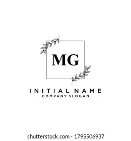 MG Beauty vector logotipo inicial, logotipo de escritura a mano de firma inicial, boda, moda, joyas, boutique, floral y botánica con plantilla creativa para cualquier empresa o negocio.