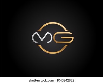 MG circle Shape Letter logo Design in silver gold color