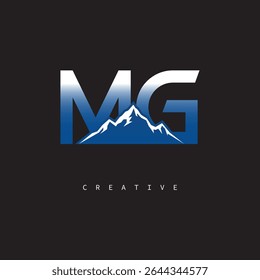 MG Creative Mountain Logo Bold Gradient Letter mark Branding Design for Business Outdoor Brands