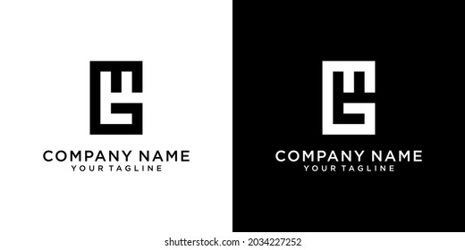 MG or GM initial letter logo design vector on black and white background.