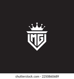 Monogramm-Symbol-Schild mit MG- oder GM-Logo, Kronform-Design, Vektorgrafik