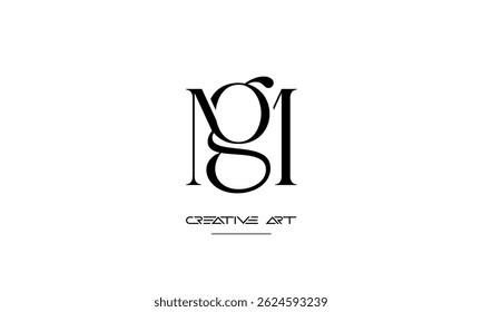 Monograma del logotipo de las letras abstractas de MG, GM, M, G