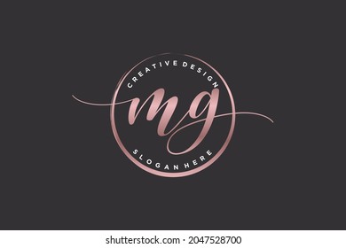 MG handwriting logo with circle template vector signature, wedding, fashion, floral and botanical with creative template.