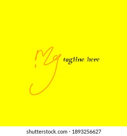 mg handwritten logo for identity yellow background