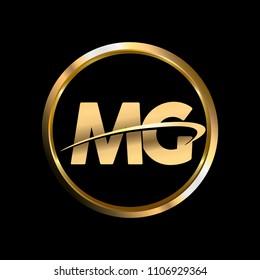 MG initial circle company logo gold black background