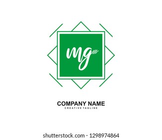 MG Initial Handwriting Logo Template Vector