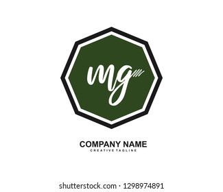 MG Initial Handwriting Logo Template Vector
