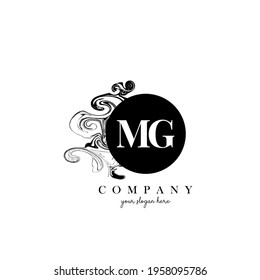 MG Initial Letter Logo Design with Ink Cloud Flowing Texture Vector.