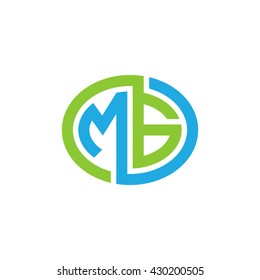 MG initial letters looping linked ellipse logo blue green