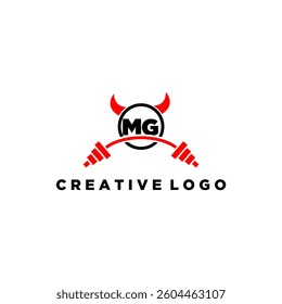 MG initial monogram for fitnes or gym logo with devil style design