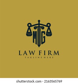 MG initial monogram for lawfirm logo with sword and scale