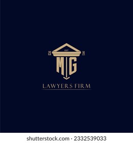 MG initial monogram lawfirm logo with pillar design