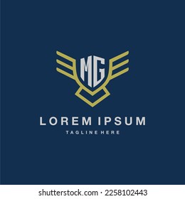 MG initial monogram logo for creative eagle line image vector design