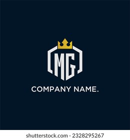 MG initial monogram logo design for hexagon style  crown elegant image