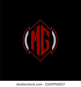 MG logotipo de monograma inicial para juegos con diseño de estilo de línea gemotérica sobre fondo aislado