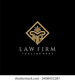 MG initial monogram logo for lawfirm with pillar in creative square design