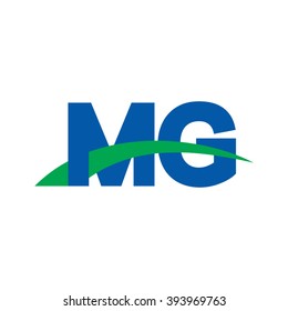 MG initial overlapping swoosh letter logo blue green