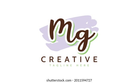 MG Initials, handwriting logo vector