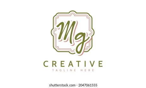 MG Initials, handwriting logo vector