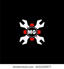 MG Initials Vektor Stok Otomotif Logo Design