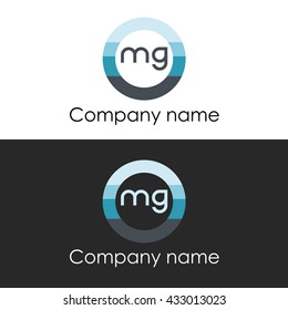 MG letter circle shape icon logo white blue