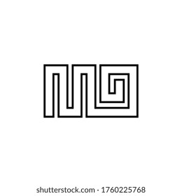 Logo-Design für MG-Buchstaben. Anfangsbuchstaben MG Logo Symbol. Abstrakter Brief MG M G minimale Logo Design Vorlage. M G Buchstaben Design Vektor mit schwarzen Farben. mg Logo.
