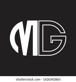 MG Letter logo monogram with oval shape negative space design template
