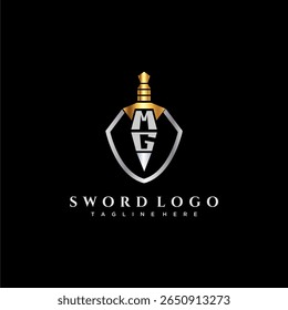 MG carta monograma de luxo para escudo e espada estilo imagem