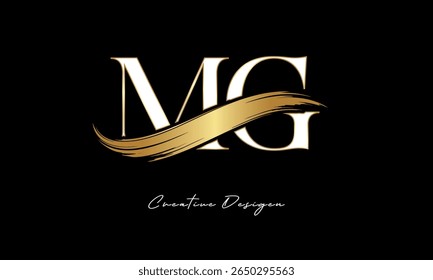 MG Letter Monogram Logo – Elegant Gold Brush Stroke Letter mark for Luxury Branding, Fashion, Boutique  Premium Identity Design
