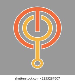 botón de encendido del logotipo del estilo de letra mg