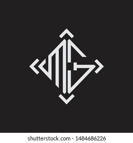 MG Logo Abstract letter Monogram with Arrow in every side isolated on black background