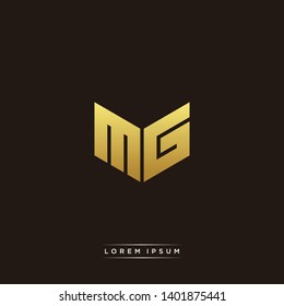 MG Logo Letter Initial Logo Designs Templete with Gold and Black Background