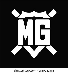 MG Logo monogram isolated on shield shape with rounded line on black background