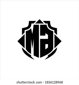 MG Logo monogram with shield line and 3 arrows shape design template on white background