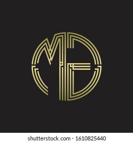 MG Logo monogram triple ribbon style line design template isolated with gold color