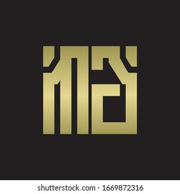 MG Logo with squere shape design template with gold colors