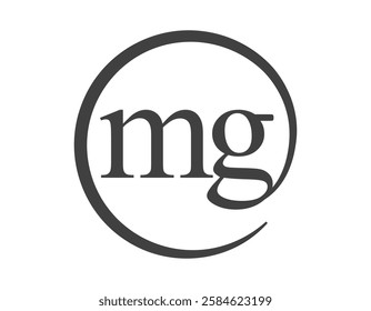 MG logo from two letter with circle shape email sign style. M and G round logotype of business company for brand identity.