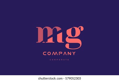 mg m g alphabet small letter blue pink creative design vector company logo icon template 