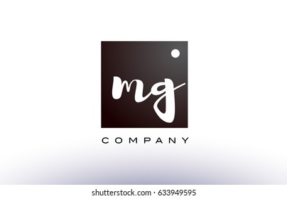 MG M G black white handwritten handwriting alphabet company letter logo square design template dot dots creative abstract