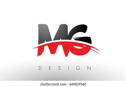 Diseño de las Letras con el logotipo MG M G Brush con los colores rojo y negro y el concepto de la letra pincel.