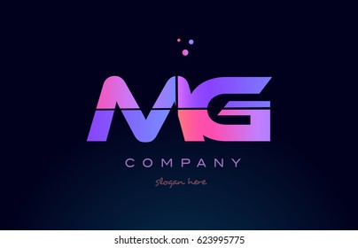 mg m g creative color blue background pink purple blue magenta alphabet letter company logo vector icon design