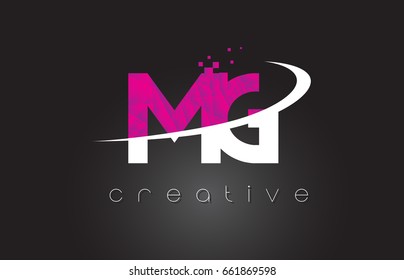 MG M G Creative Letters Design. White Pink Letter Vector Illustration.