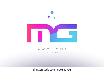 mg m g  creative pink purple blue modern dots creative alphabet gradient company letter logo design vector icon template