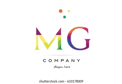 mg m g  creative rainbow colors colored alphabet company letter logo design vector icon template