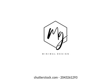 mg m g Initial handwriting or handwritten logo for identity. Logo with signature and hand drawn style.
